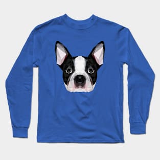 Boston Terrier Low Poly Art Long Sleeve T-Shirt